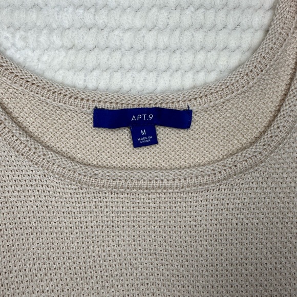 APT 9 Women's sleeveless Beige top black Stripes Fringe Sz M - Picture 2 of 9